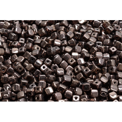 Cube Beads 4x4mm Vega on Jet 23980-15726 | Rutkovsky Czech Glass