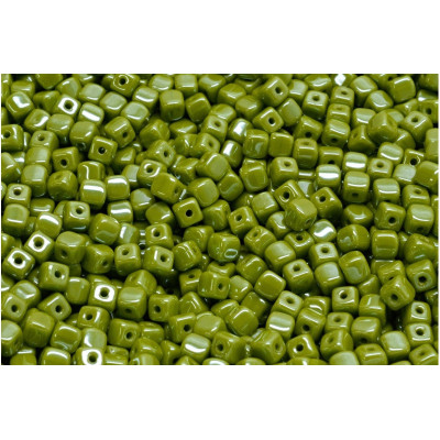 Cube Beads 4x4mm Opaque Green White Luster 53410-14400 | Rutkovsky