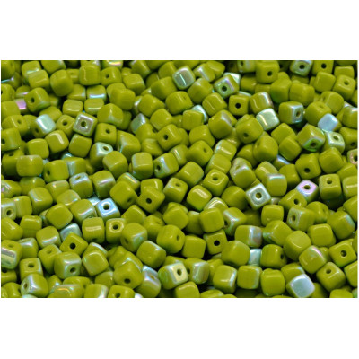Cube Beads 4x4mm Opaque Green AB 53410-28701 | Rutkovsky