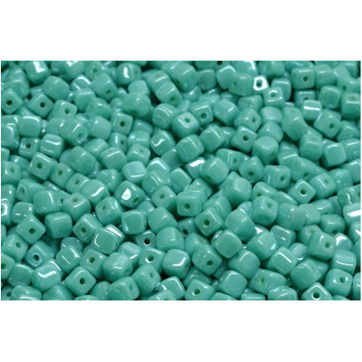 Cube Beads 4x4mm Turquoise Green White Luster 63130 | Rutkovsky