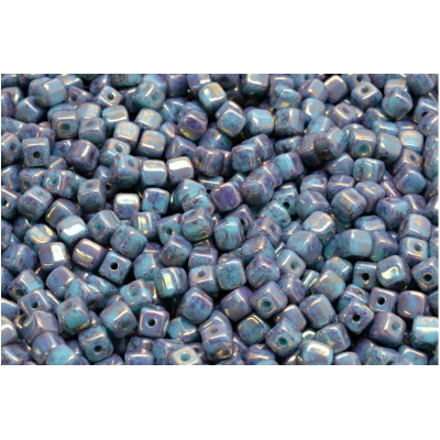 Cube Beads 4x4mm Opaque Green Turquoise Bronze 63130-15496 | Rutkovsky
