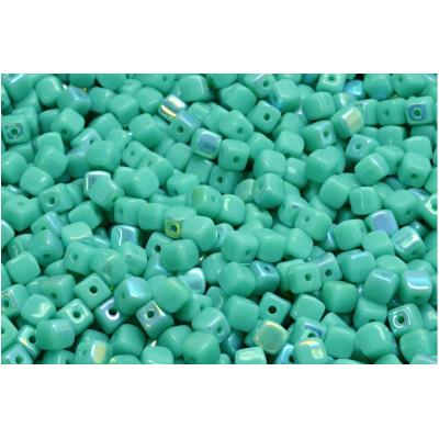 Cube Beads 4x4mm Turquoise Green AB 63130-28701 | Rutkovsky Glass