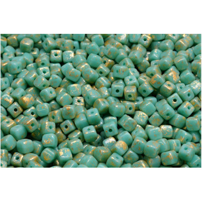 Cube Beads 4x4mm Turquoise Gold Splash 63130-94401 | Rutkovsky