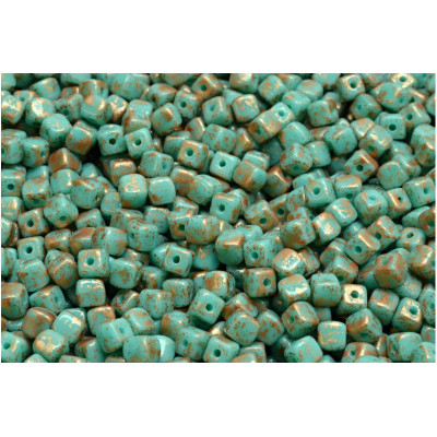 Cube Beads 4x4mm Turquoise Picasso 63130-94402 | Rutkovsky