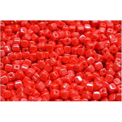 Cube Beads 4x4mm Opaque Red Luster 93400-14400 | Rutkovsky