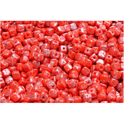 Cube Beads 4x4mm Opaque Light Coral Silver 93400-94400 | Rutkovsky