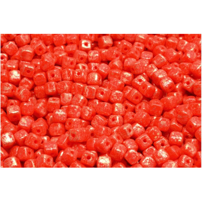 Cube Beads 4x4mm Opaque Light Coral Splash 93400-94401 | Rutkovsky