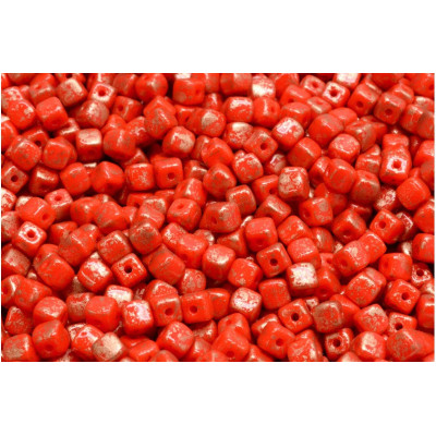 Cube Beads 4x4mm Red Gold Luster 93400-94402 | Czech Glass Beads