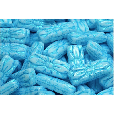 Flower Rectangle Beads 20x8mm Light Blue 02010-43811 | Czech Glass
