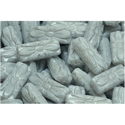 Flower Rectangle Beads 20x8mm Grey 02020-54201 | Czech Glass