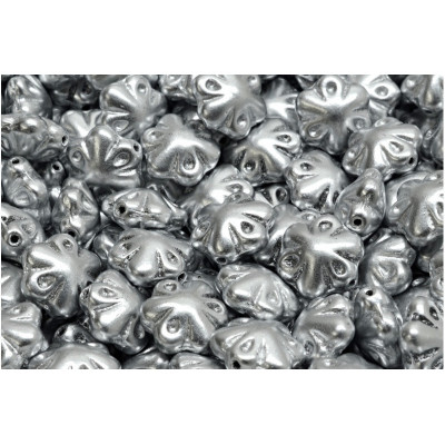 Folklore Flower Beads 11x11mm Silver 00030-01700 | Czech Glass