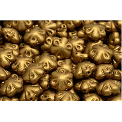 Folklore Flower Beads 11x11mm Gold 00030-01730 | Czech Glass