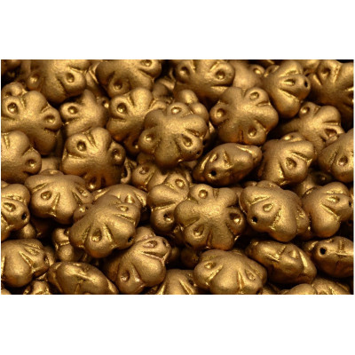 Folklore Flower Beads 11x11mm Gold 00030-01740 | Czech Glass