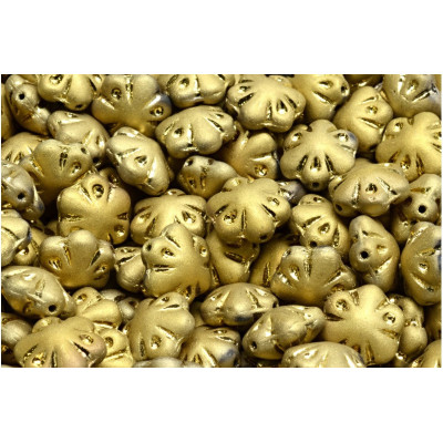 Folklore Flower Beads 11x11mm Matte Gold 84100-26443 | Czech Glass