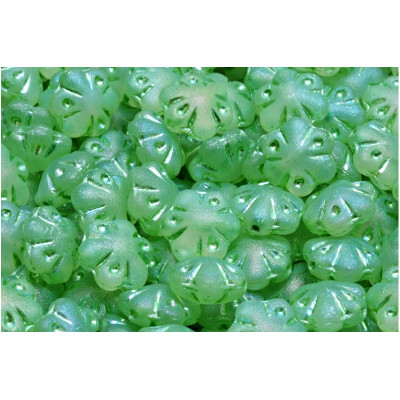 Folklore Flower Beads 11x11mm Green 54322 | Czech Glass Beads
