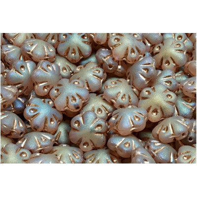 Folklore Flower Beads 11x11mm Iridescent Beige | Rutkovsky Glass