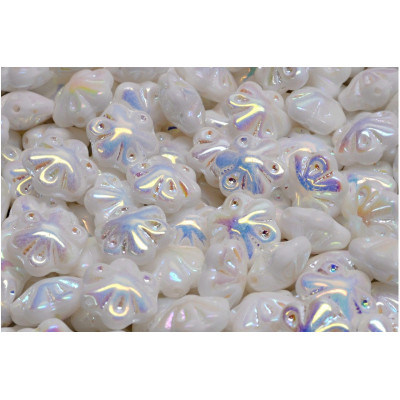Folklore Flower Beads 11x11mm White 02010-28703 | Czech Glass