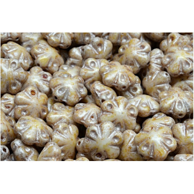 Folklore Flower Beads 11x11mm Beige 02010-65321 | Czech Glass