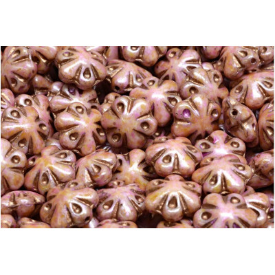 Folklore Flower Beads 11x11mm Mauve Bronze 02010-65323-54319