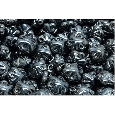 Folklore Flower Beads 11x11mm Black 23980-14400 | Czech Glass