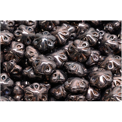 Folklore Flower Beads 11x11mm Metallic Brown 15726 | Czech Glass