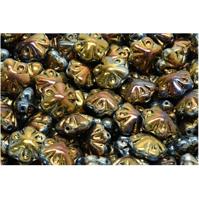 Folklore Flower Beads 11x11mm Black Metallic 23980-22603 | Czech Glass
