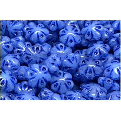 Folklore Flower Beads 11x11mm Blue R0322-54328 | Czech Glass