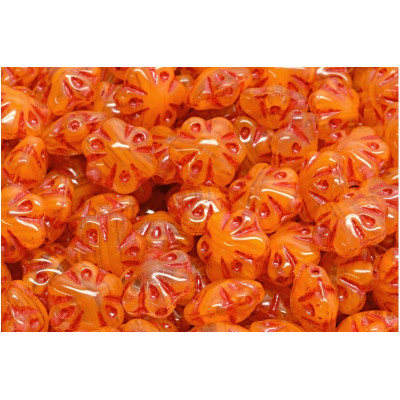 Folklore Flower Beads 11x11mm Orange R0912-54327 | Czech Glass