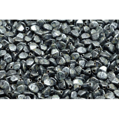 Pinch Beads Metallic Mat Old Silver Spotted 23980-65321 5x5mm