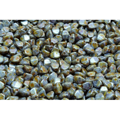 Czech Glass Pinch Beads Opaque Grey Spotted 02010-65329 5x5mm