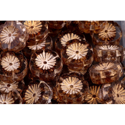 TCB Hawaiian Flower Beads 14x14mm N. 100 Braun