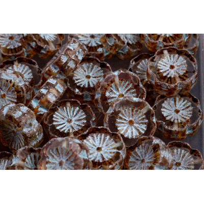 TCB Hawaiian Flower Beads 14x14mm N. 101 Marrone