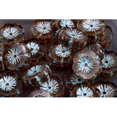 TCB Hawaiian Flower Beads 14x14mm N. 103 Marrone