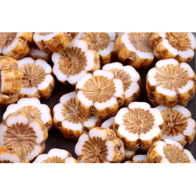 TCB Hawaiian Flower Beads 14x14mm N. 107 Blanc