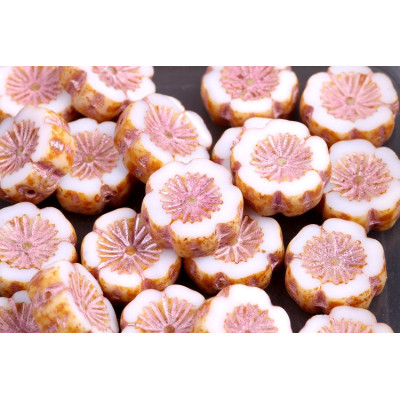 TCB Hawaiian Flower Beads 14x14mm N. 108 Blanc