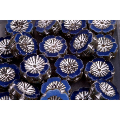 TCB Hawaiian Flower Beads 14x14mm N. 111 Blau