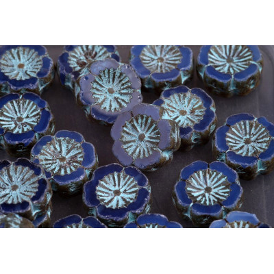 TCB Hawaiian Flower Beads 14x14mm N. 112 Azul