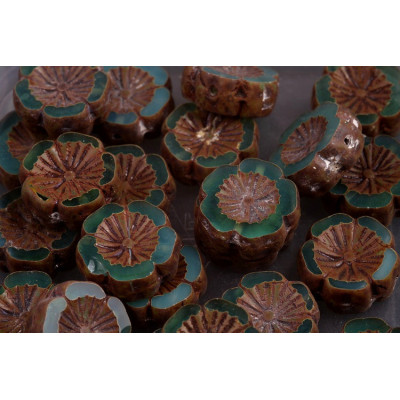 TCB Hawaiian Flower Beads 14x14mm N. 114 Vert