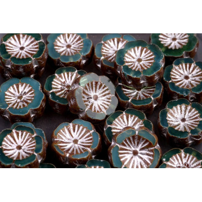TCB Hawaiian Flower Beads 14x14mm N. 115 Green