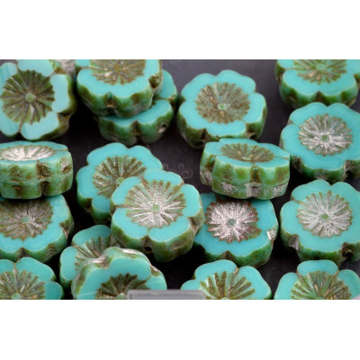 TCB Hawaiian Flower Beads 14x14mm N. 119 Light blue