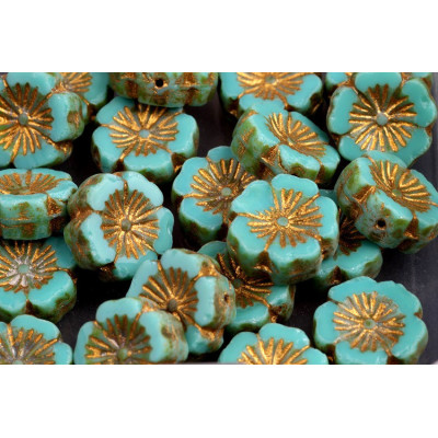 TCB Hawaiian Flower Beads 14x14mm N. 120 Hellblau