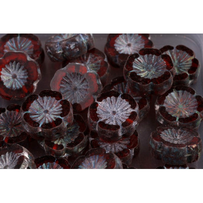 TCB Hawaiian Flower Beads 14x14mm N. 124 Red