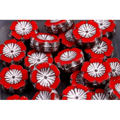 TCB Hawaiian Flower Beads 14x14mm N. 125 Rojo