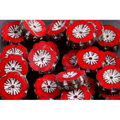 TCB Hawaiian Flower Beads 14x14mm N. 127 Rojo