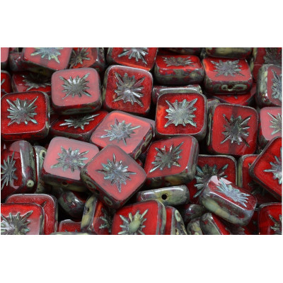 TCB Squared Kiwi Beads 10x10mm N. 171 Red