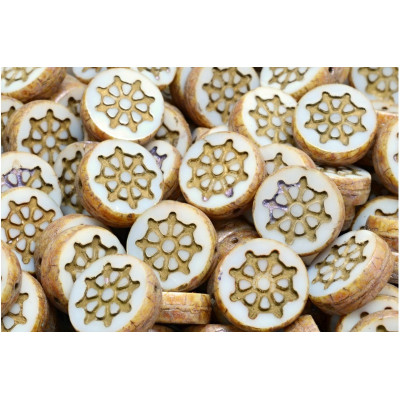 TCB Wheel Coin Beads 12x12mm N. 189 White