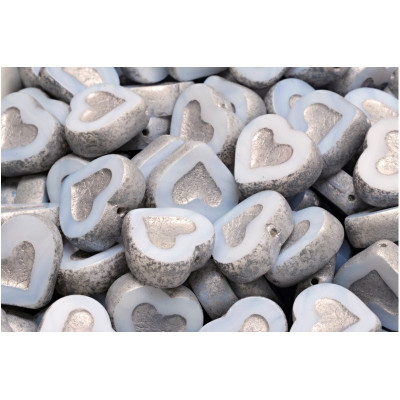 TCB Heart Beads 14x12mm N. 201 White