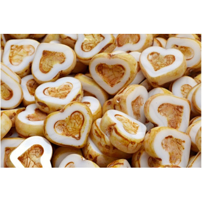 TCB Heart Beads 14x12mm N. 202 White