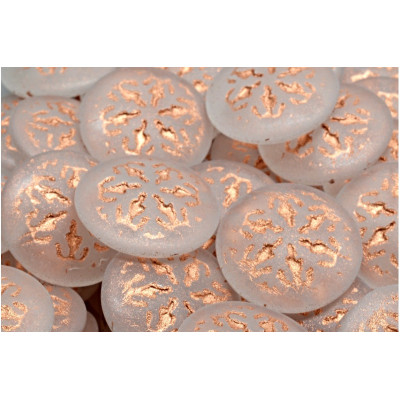 Czech Cabochon Beads 21mm Beige Copper Snowflake | Rutkovsky