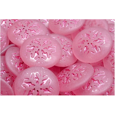 Pink Snowflake Czech Glass Cabochon Beads 21mm | Rutkovsky